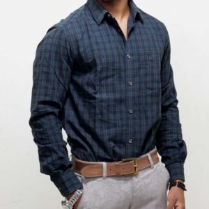 Blue long Plaid Shirt